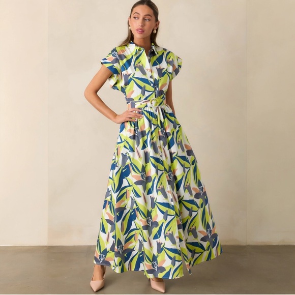 Prosperina Dresses & Skirts - PROSPERINA JOCELYN MULTI FLORAL PRINT COTTON MAXI DRESS